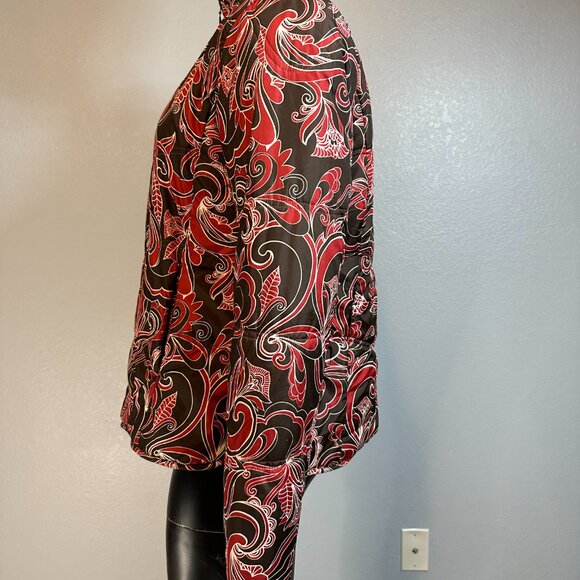 Aventura Melrose Jacket XL Brown Red Floral Fleece Lined Like New - Picture 3 of 9